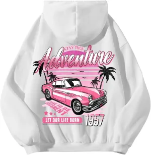 SweatyRocks Women's Graphic Oversized Hoodies Long Sleeve Drop Shoulder Pullover Sweatshirts