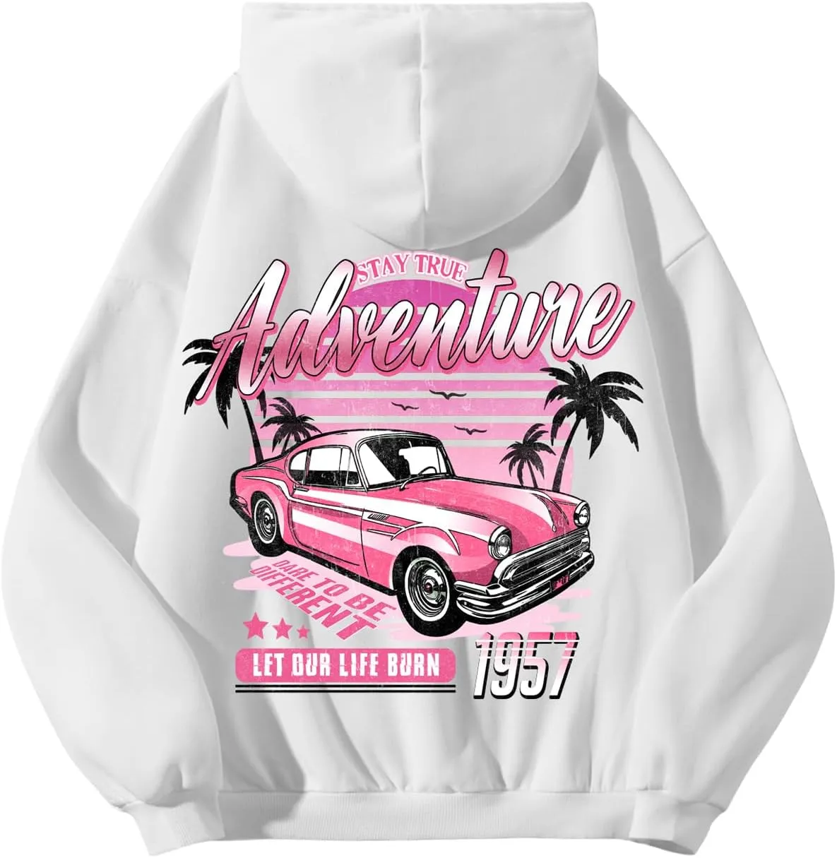 SweatyRocks Women's Graphic Oversized Hoodies Long Sleeve Drop Shoulder Pullover Sweatshirts