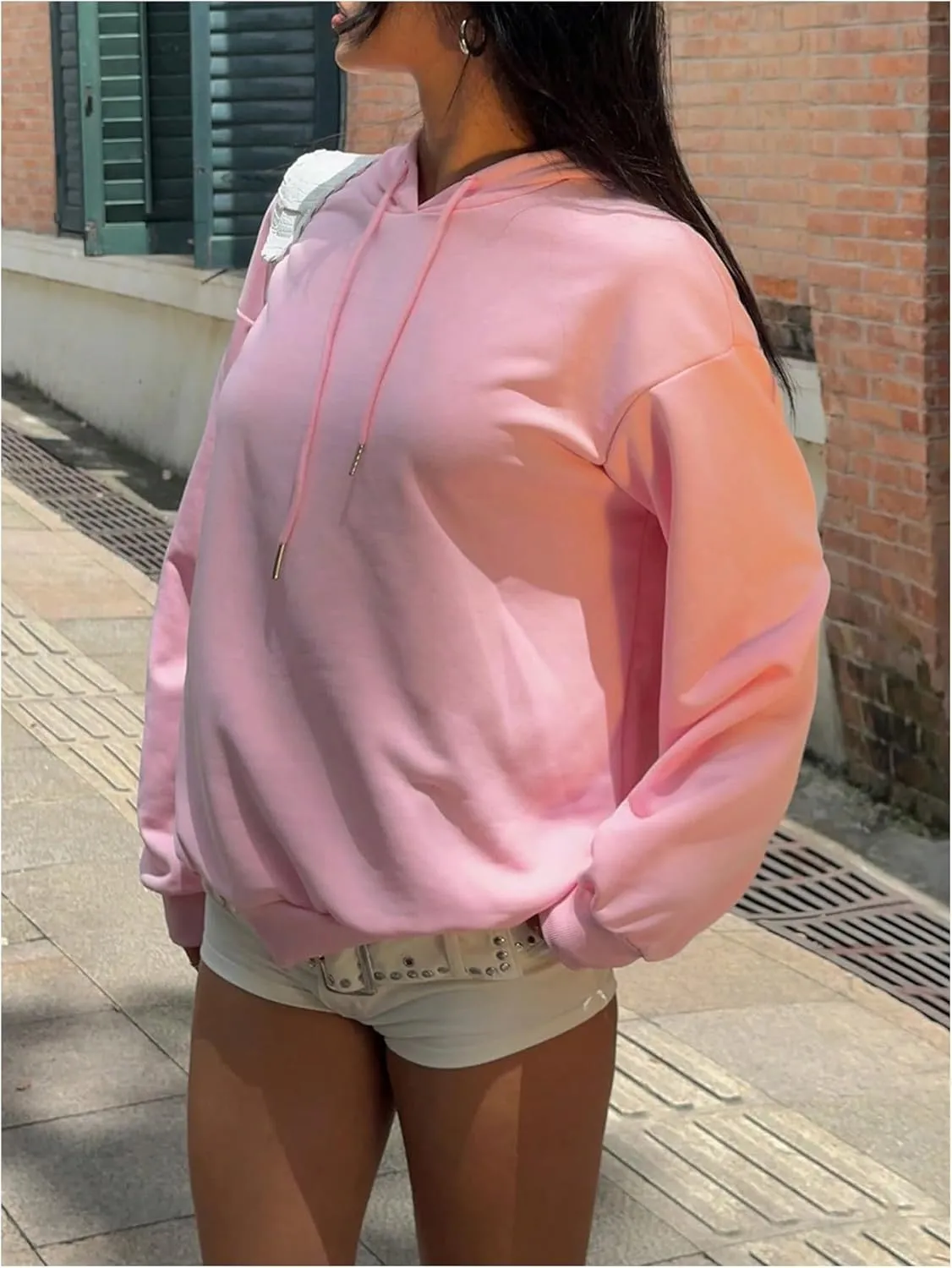 SweatyRocks Women's Graphic Oversized Hoodies Long Sleeve Drop Shoulder Pullover Sweatshirts
