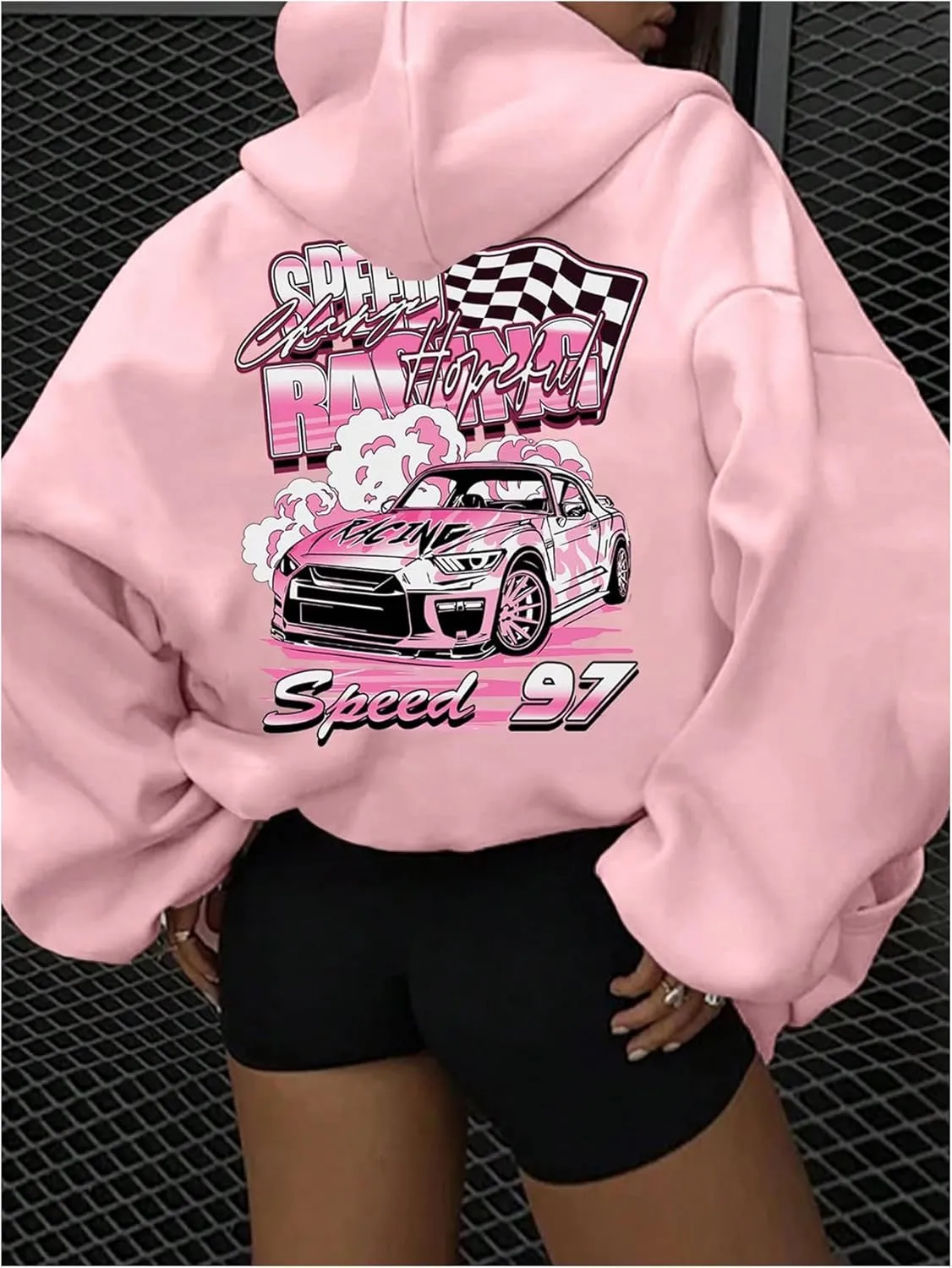 SweatyRocks Women's Graphic Oversized Hoodies Long Sleeve Drop Shoulder Pullover Sweatshirts