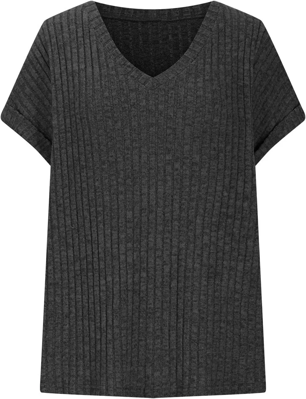 T Shirts for Women V Neck Ribbed Knit Casual Shirts Basic Tees Tops 2025 Summer Slim Fit T-Shirts Going Out Outfits