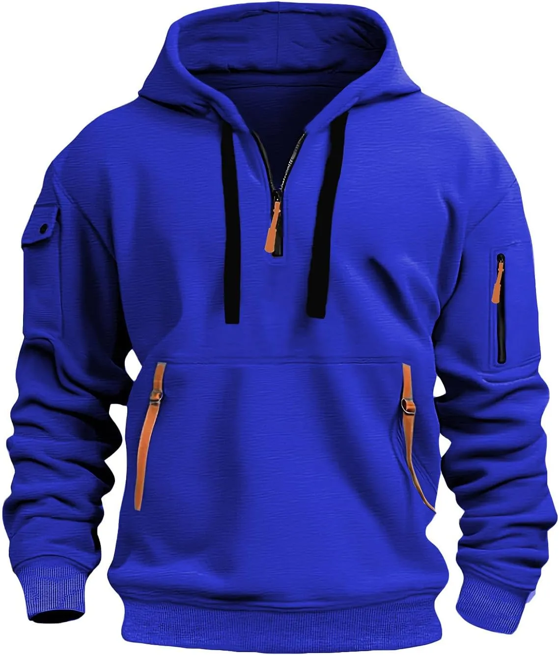 Tactic Hoodies for Men with Zippper Pockets Quarter Zip Loose Fit Athletic Hooded Sweatshirt Casual Sport Hoodies