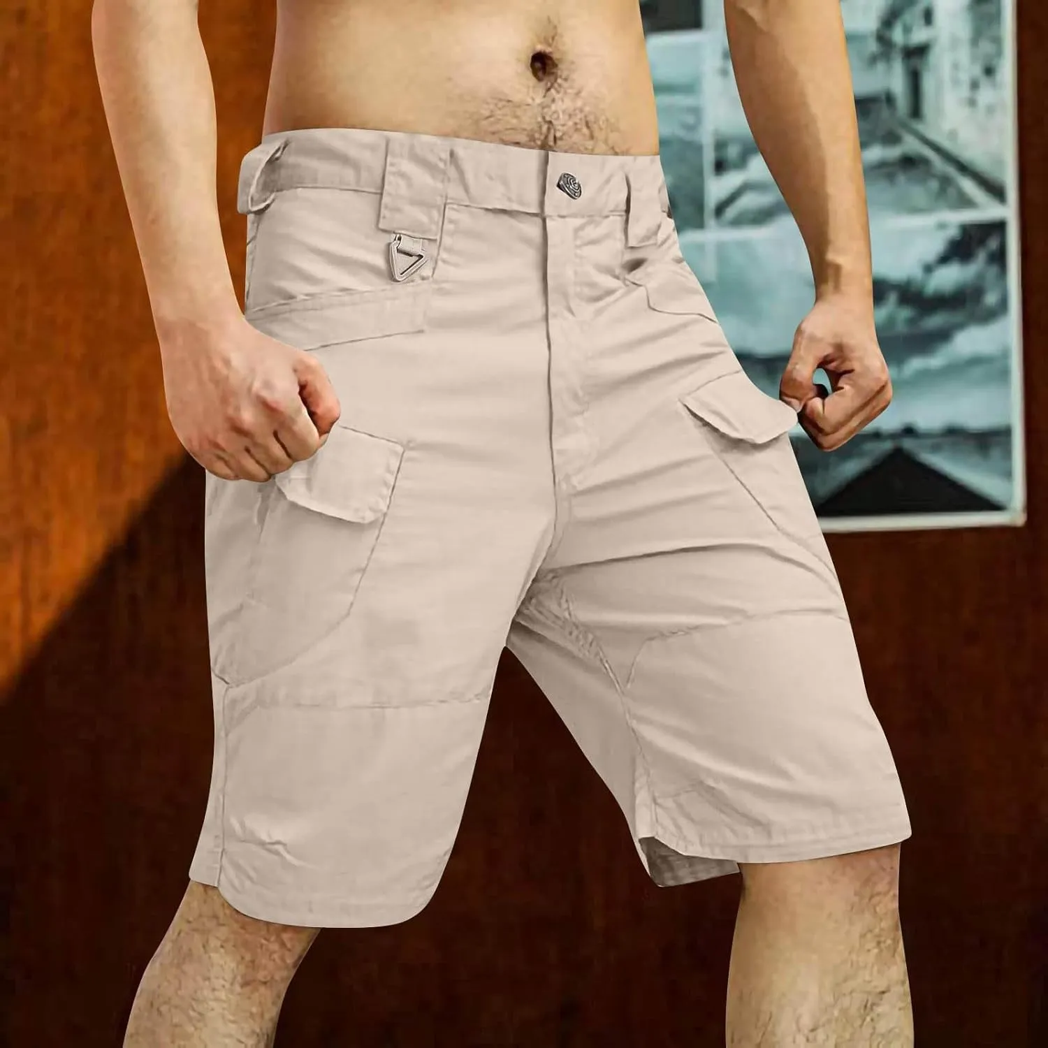 Tactical Shorts for Men Plus Size Waterproof Cargo Shorts with Multi Pockets Comfy Quick Dry Outdoor Hiking Shorts
