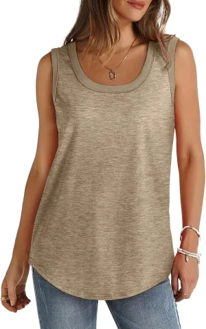 Tank Tops for Women 2025 Summer Sleeveless Ribbed Crewneck Blouse Tshirt Cotton Plus Size Vest Tops Beach Y2k Clothes