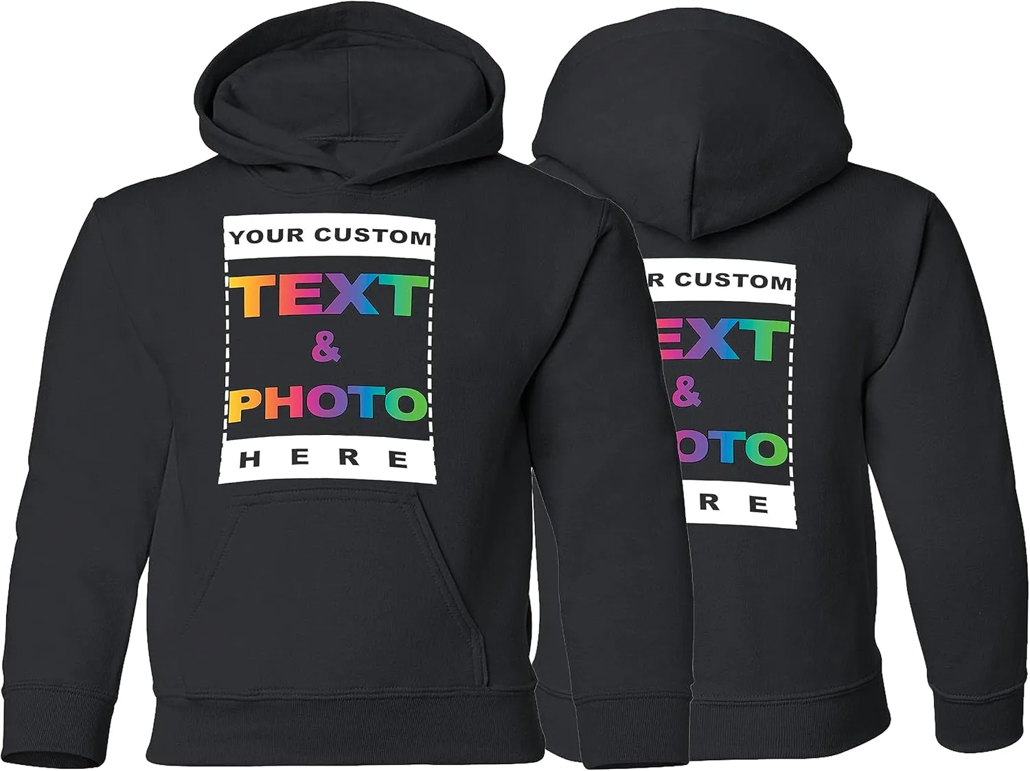 Tee Miracle Custom Youth Hoodie for Kids Boys Girls - Personalized Image Fleece Pullover Hooded - Customize Your Text Photo