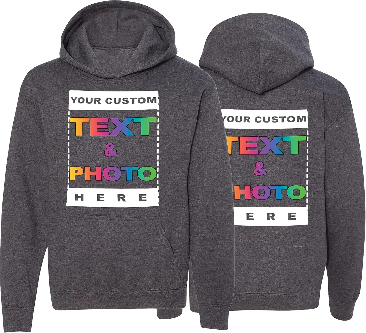 Tee Miracle Custom Youth Hoodie for Kids Boys Girls - Personalized Image Fleece Pullover Hooded - Customize Your Text Photo