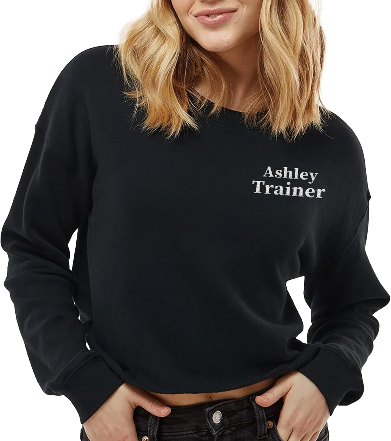 TEEAMORE Custom Embroidered Cropped Hoodies for Womens Add Your Text Crop Hooded Sweatshirt