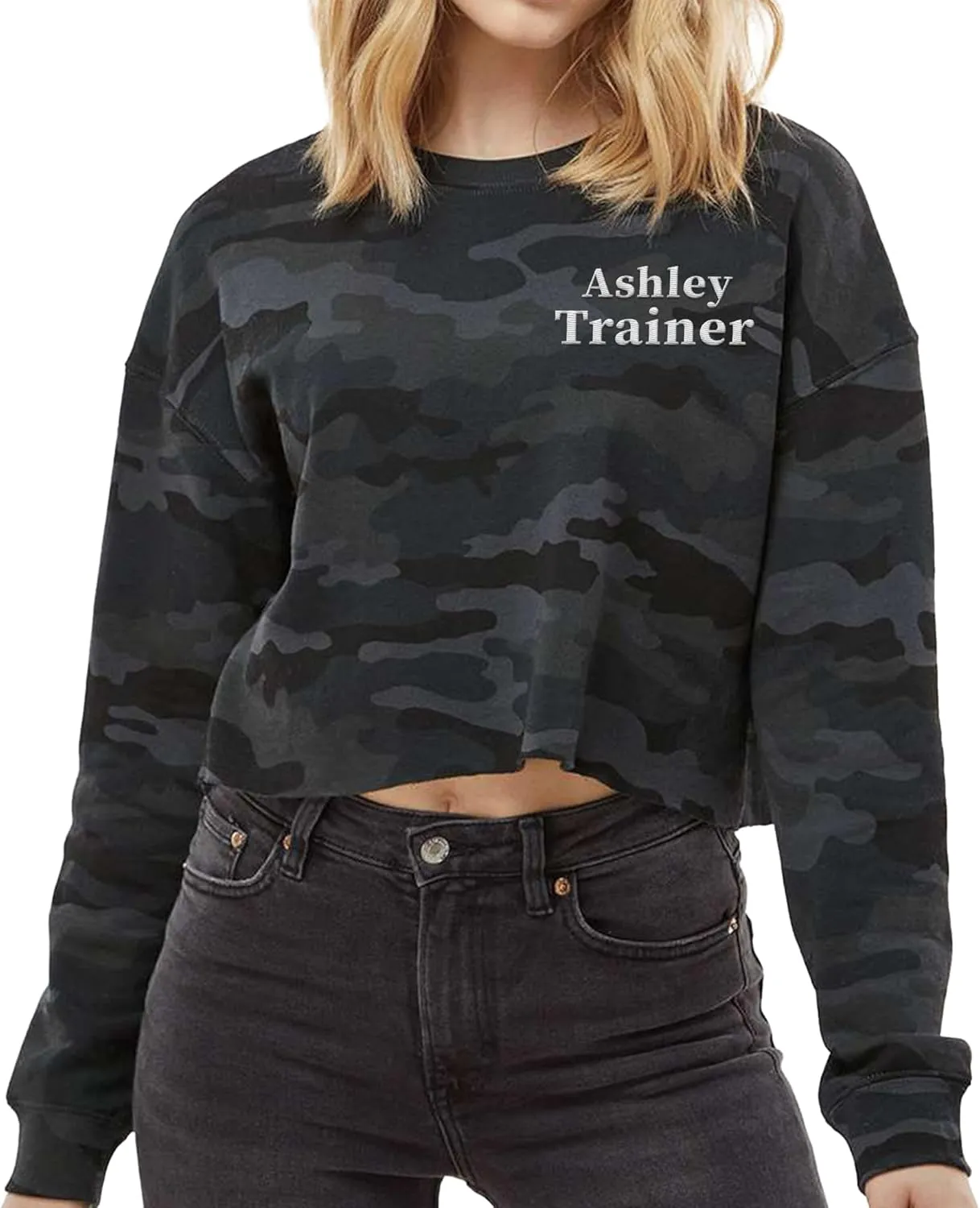 TEEAMORE Custom Embroidered Cropped Hoodies for Womens Add Your Text Crop Hooded Sweatshirt