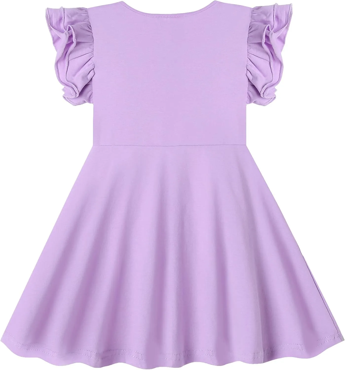 Toddler Girls Cotton Dress Double Flutter Sleeve Baby Tie Back Dress Kids Casual Ruffle Dresses