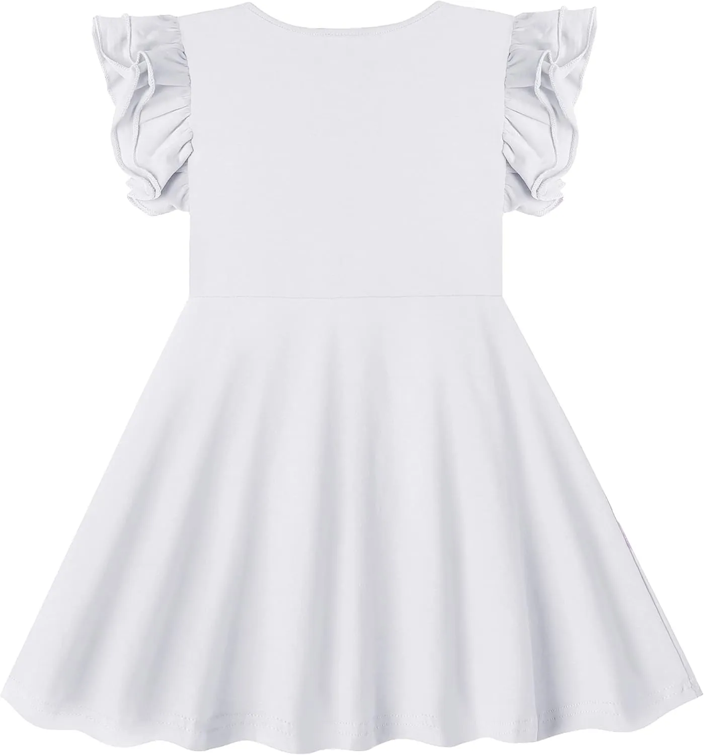 Toddler Girls Cotton Dress Double Flutter Sleeve Baby Tie Back Dress Kids Casual Ruffle Dresses