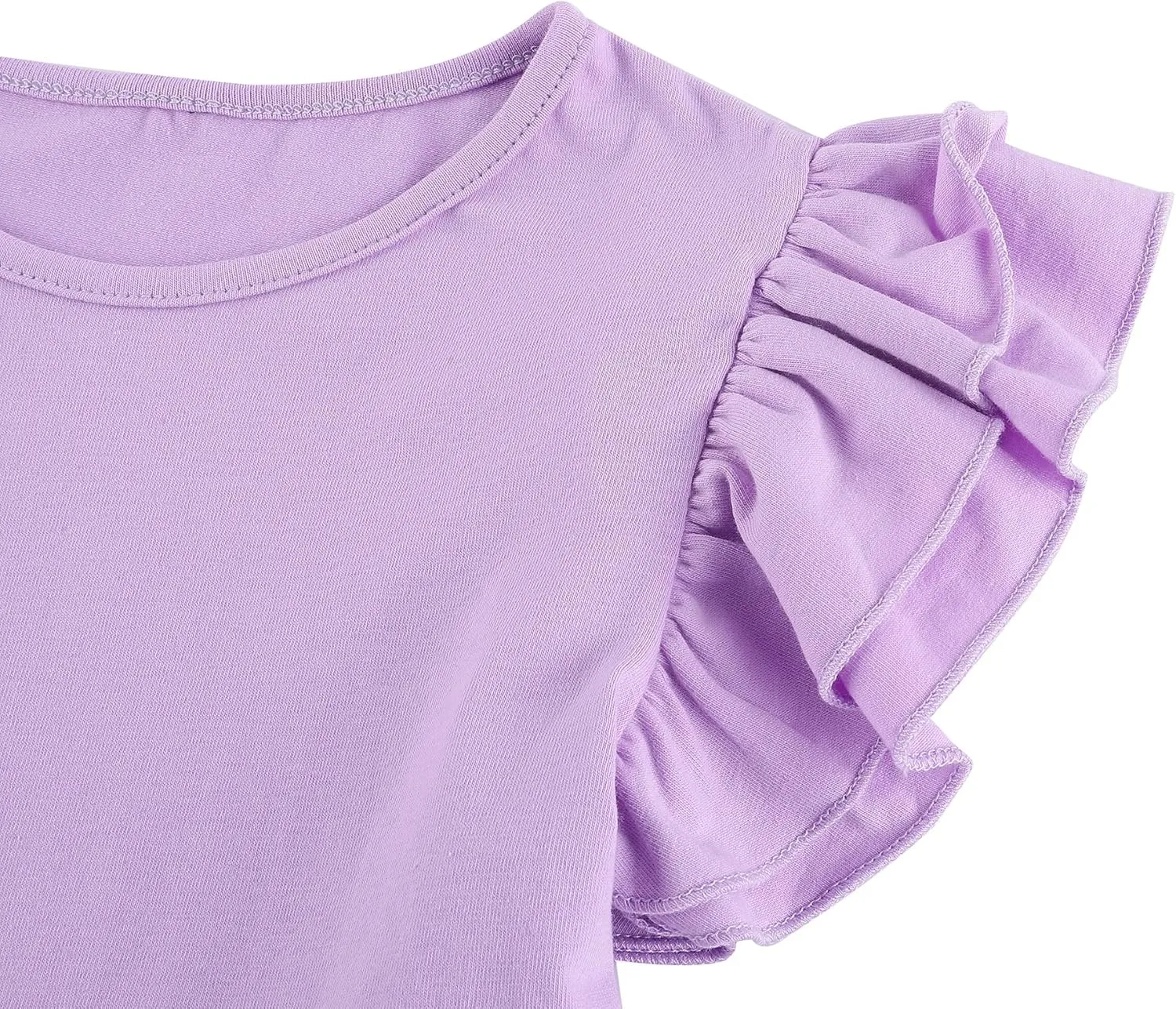 Toddler Girls Cotton Dress Double Flutter Sleeve Baby Tie Back Dress Kids Casual Ruffle Dresses