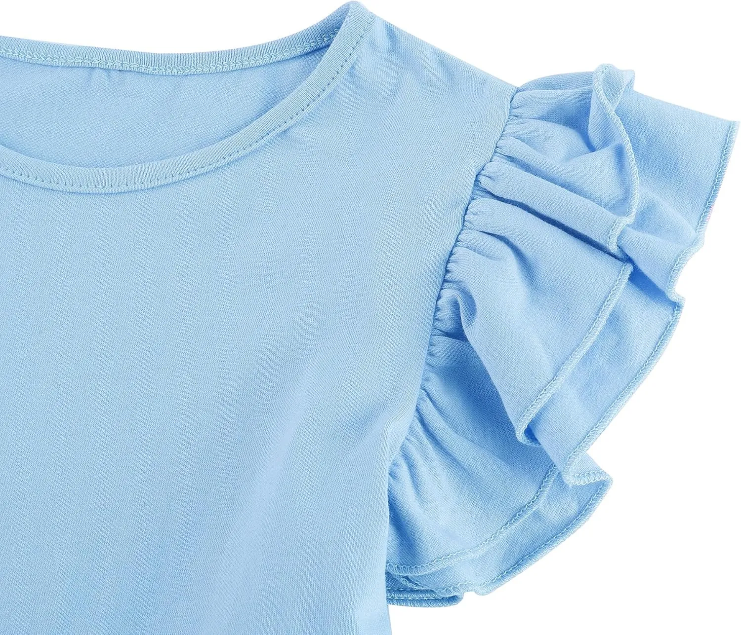 Toddler Girls Cotton Dress Double Flutter Sleeve Baby Tie Back Dress Kids Casual Ruffle Dresses