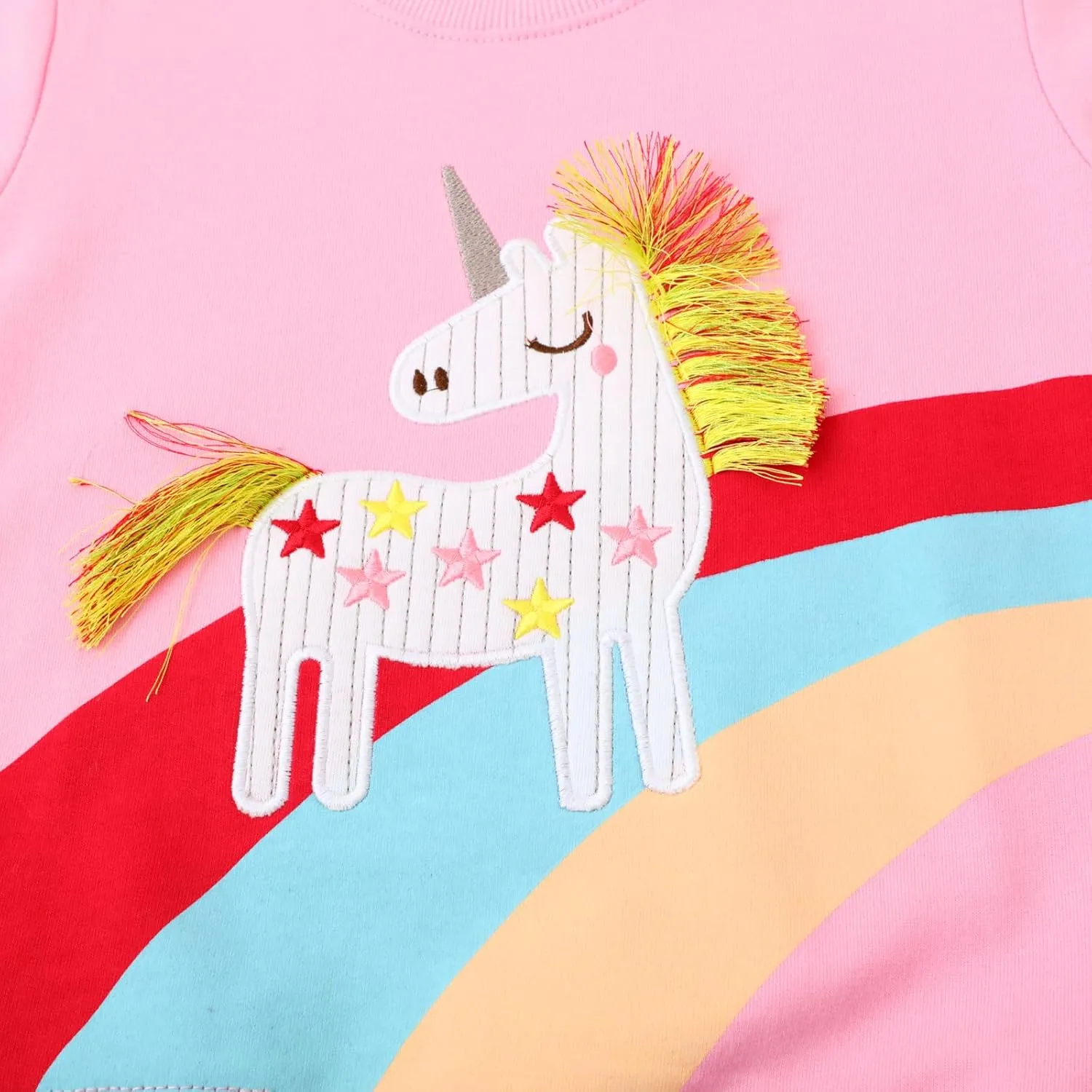 Toddler Girls Sweatshirts Long Sleeve Tops Kids Pullover Dinosaur Unicorn Print Shirt 2-7T
