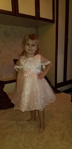 Toddler/Kids Pearl Flower Birthday Dresses Kids Little Girls Pageant Wedding Prom Birthday Party Dress