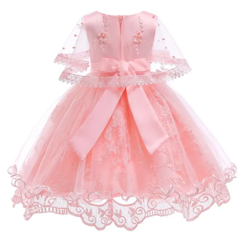 Toddler/Kids Pearl Flower Birthday Dresses Kids Little Girls Pageant Wedding Prom Birthday Party Dress