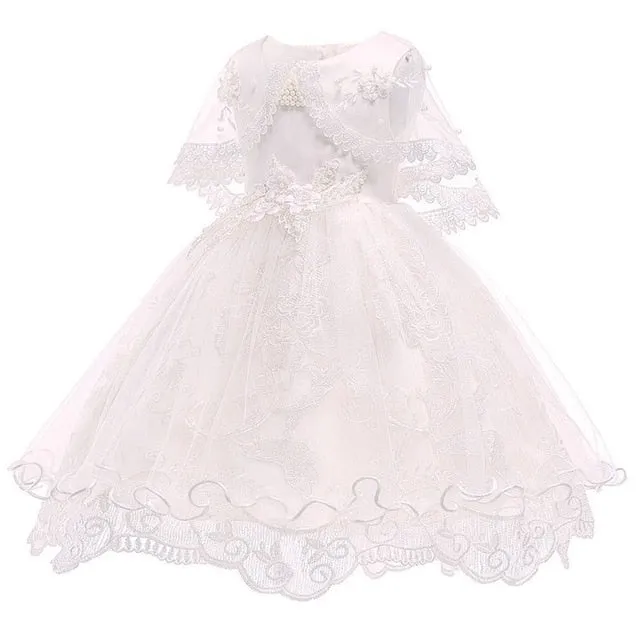 Toddler/Kids Pearl Flower Birthday Dresses Kids Little Girls Pageant Wedding Prom Birthday Party Dress