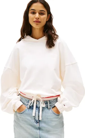 Tommy Jeans Women's Medium Weight Cropped Hoodies with Front Tie Detail