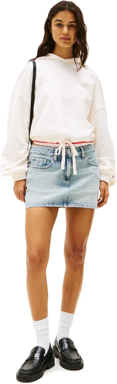Tommy Jeans Women's Medium Weight Cropped Hoodies with Front Tie Detail