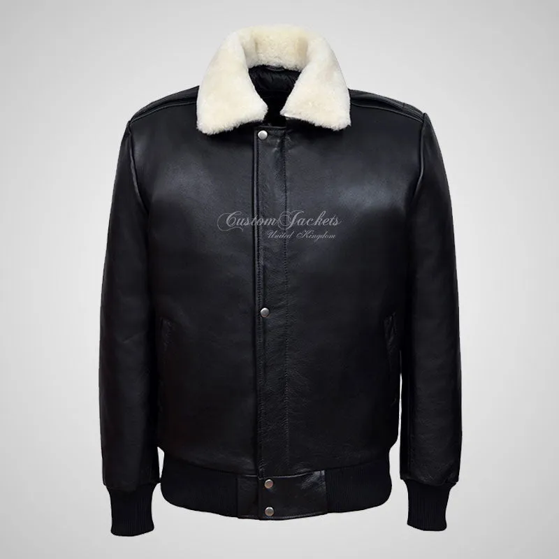 TRAP Leather Bomber Pilot Jacket Aniline Leather Detachable Fur Collar