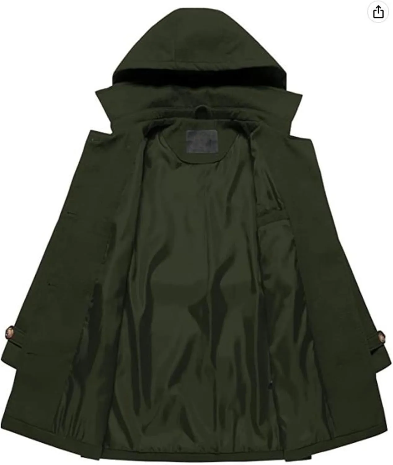 Trench Coat for Women Classic Lapel Collar Double Breasted Pea Coats Mid Length Winter Warm Wool Coats with Hood