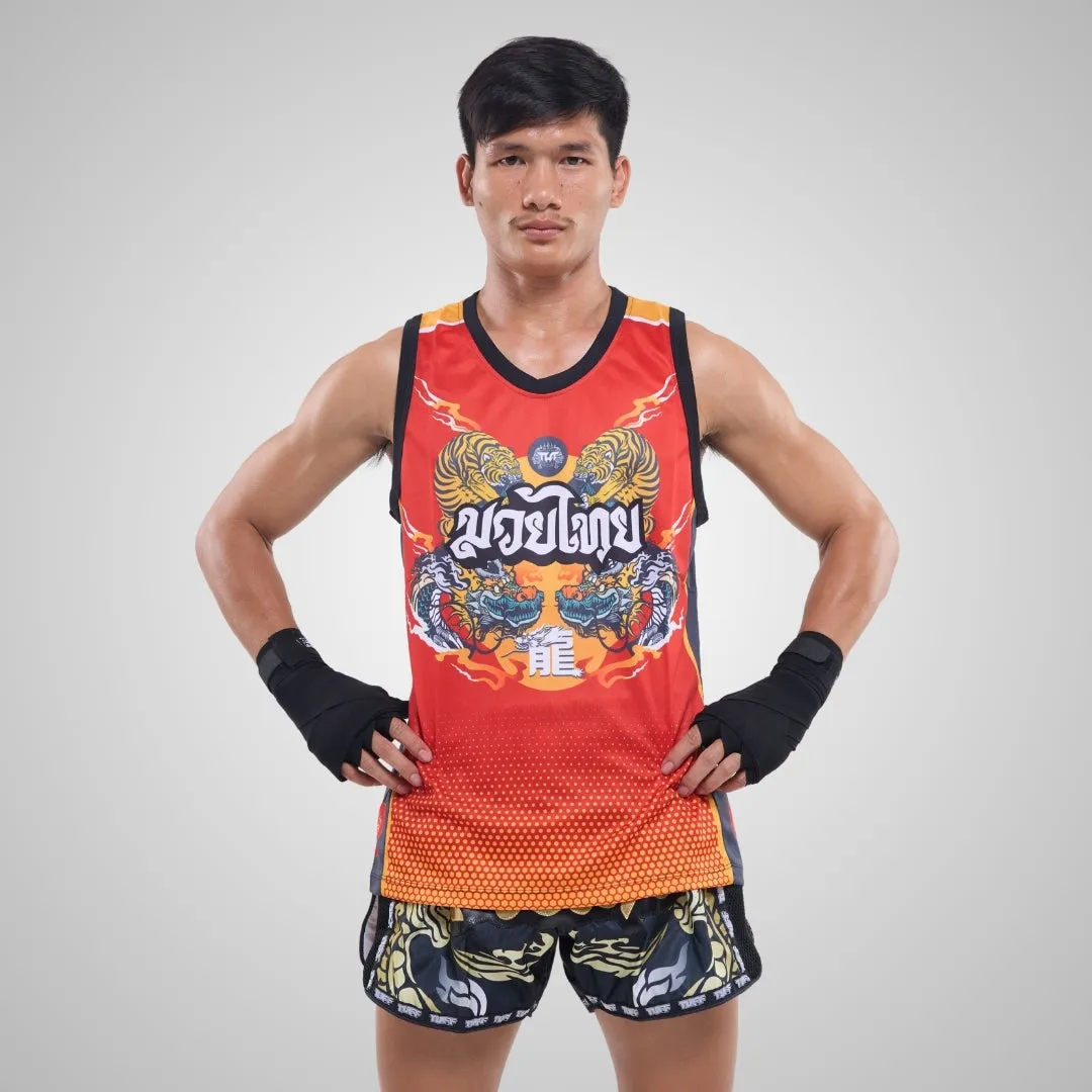 TUFF Red Chinese Dragon and Tiger Tank Top