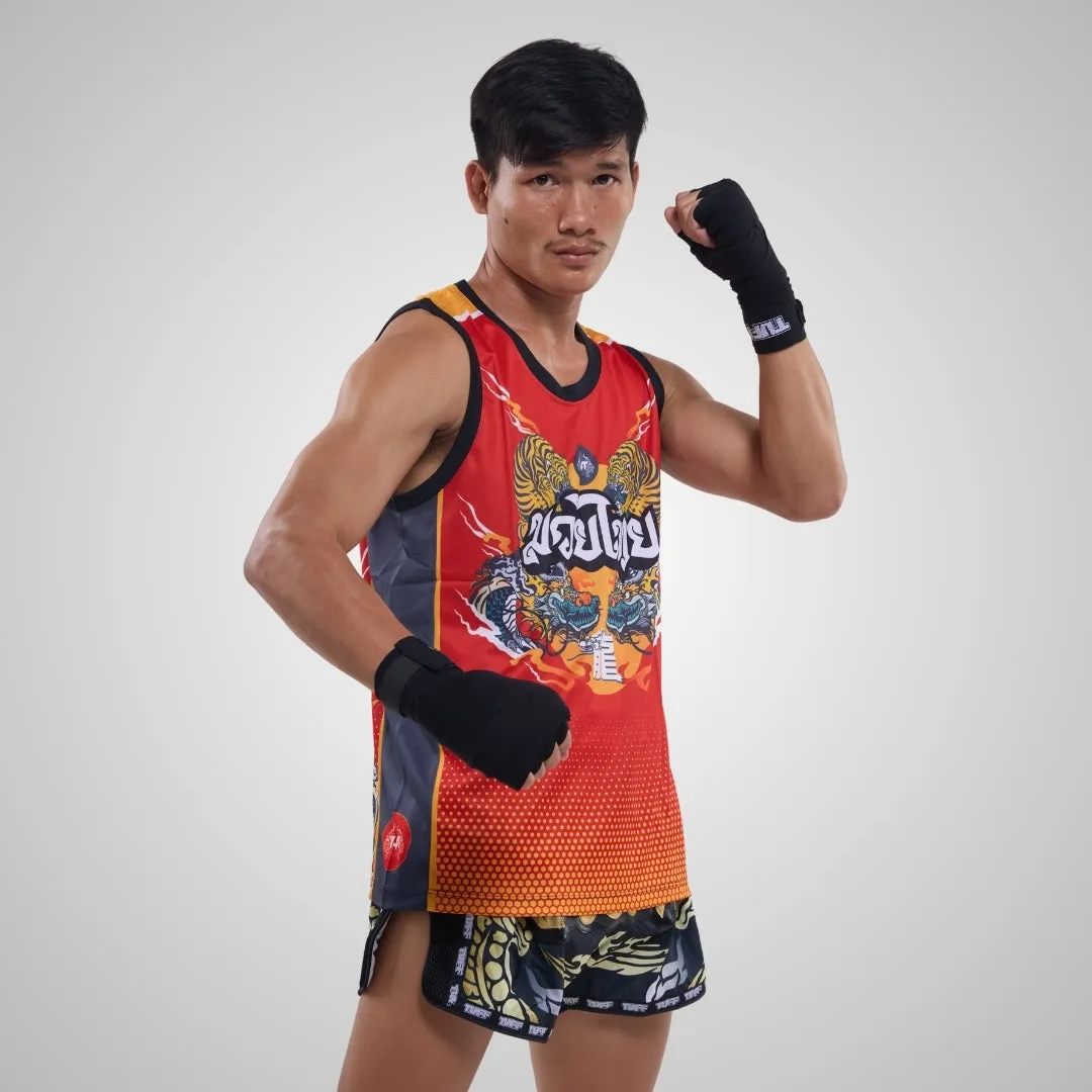 TUFF Red Chinese Dragon and Tiger Tank Top