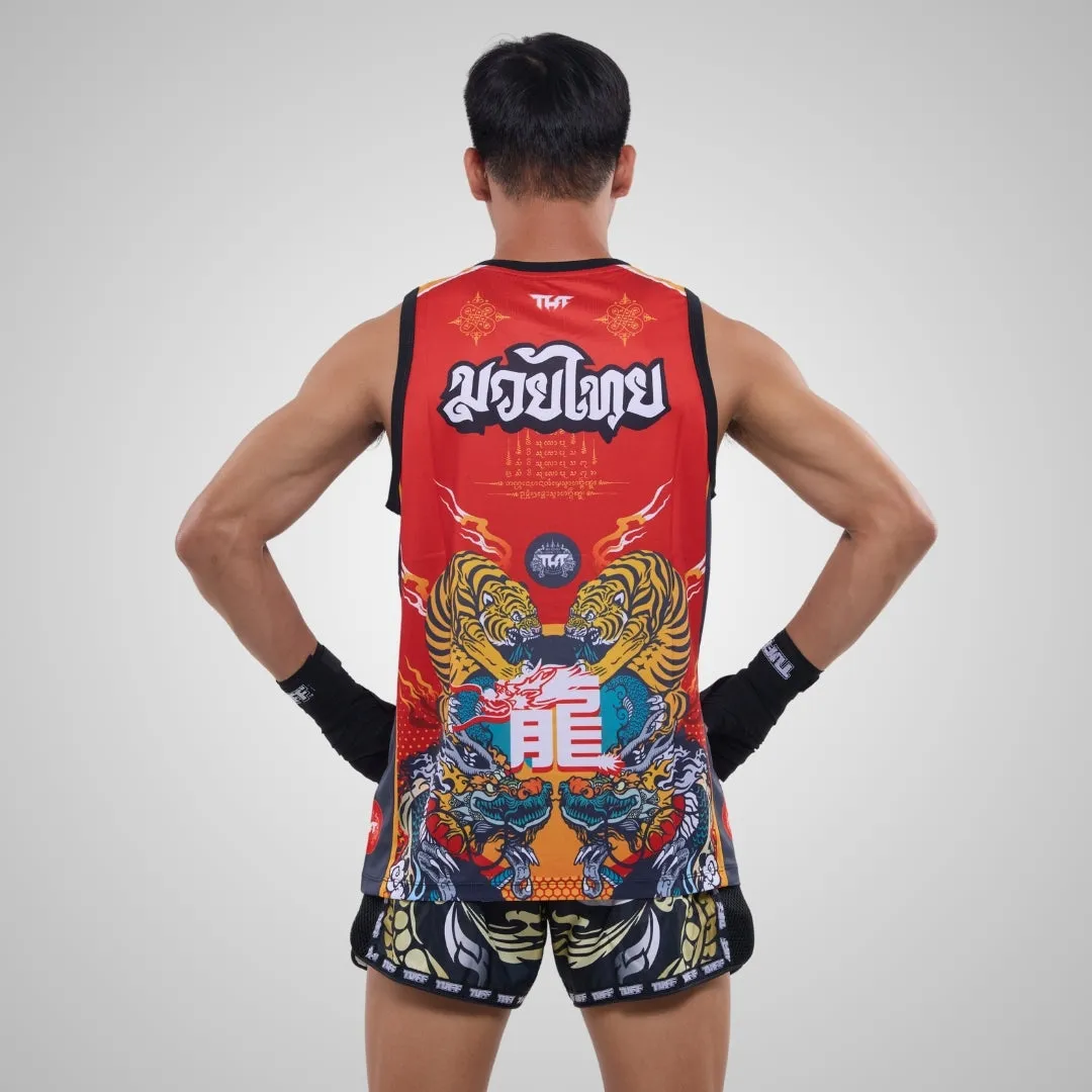 TUFF Red Chinese Dragon and Tiger Tank Top