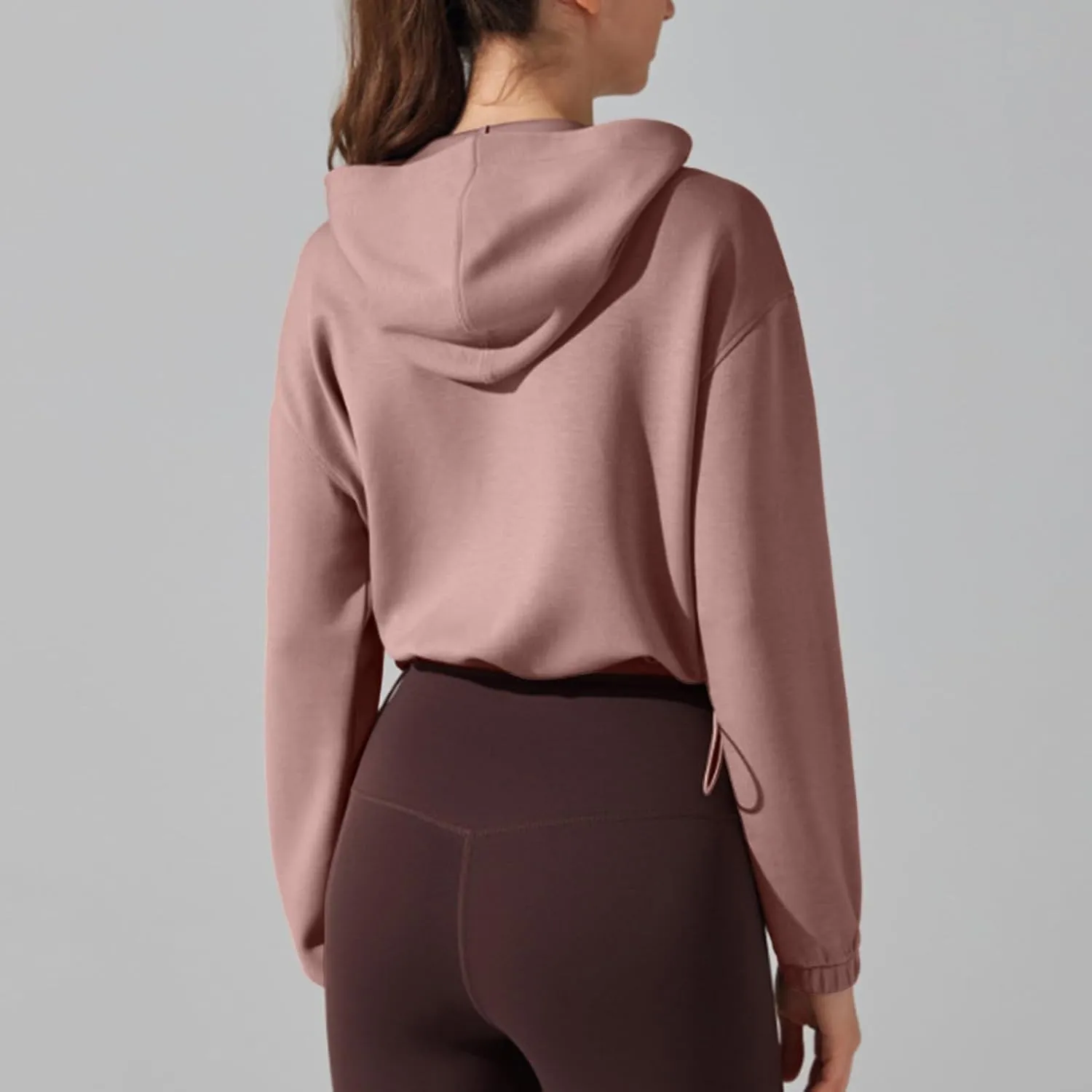TUQIDEWU Womens Fleece Zip Up Cropped Sweatshirts, Workout Jackets Athletic Casual Long Sleeve Sweatshirts with Pockets