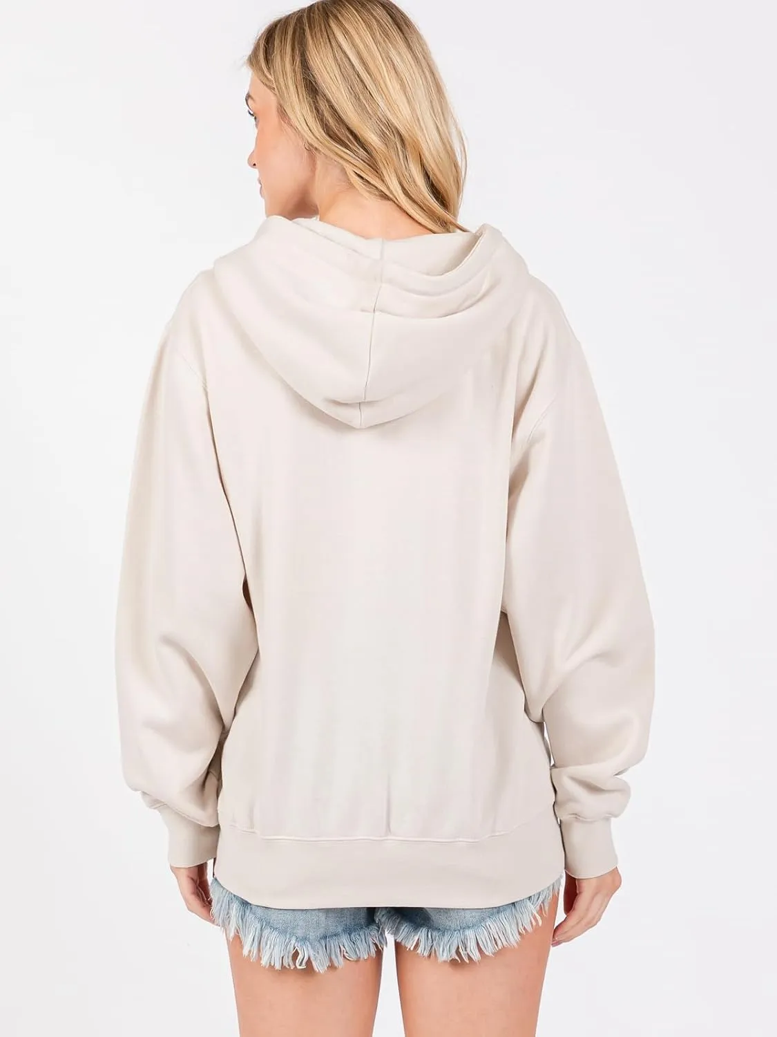 Urban Look Womens California and Los Angeles Drawstring Fleece Zip Up Hoodies