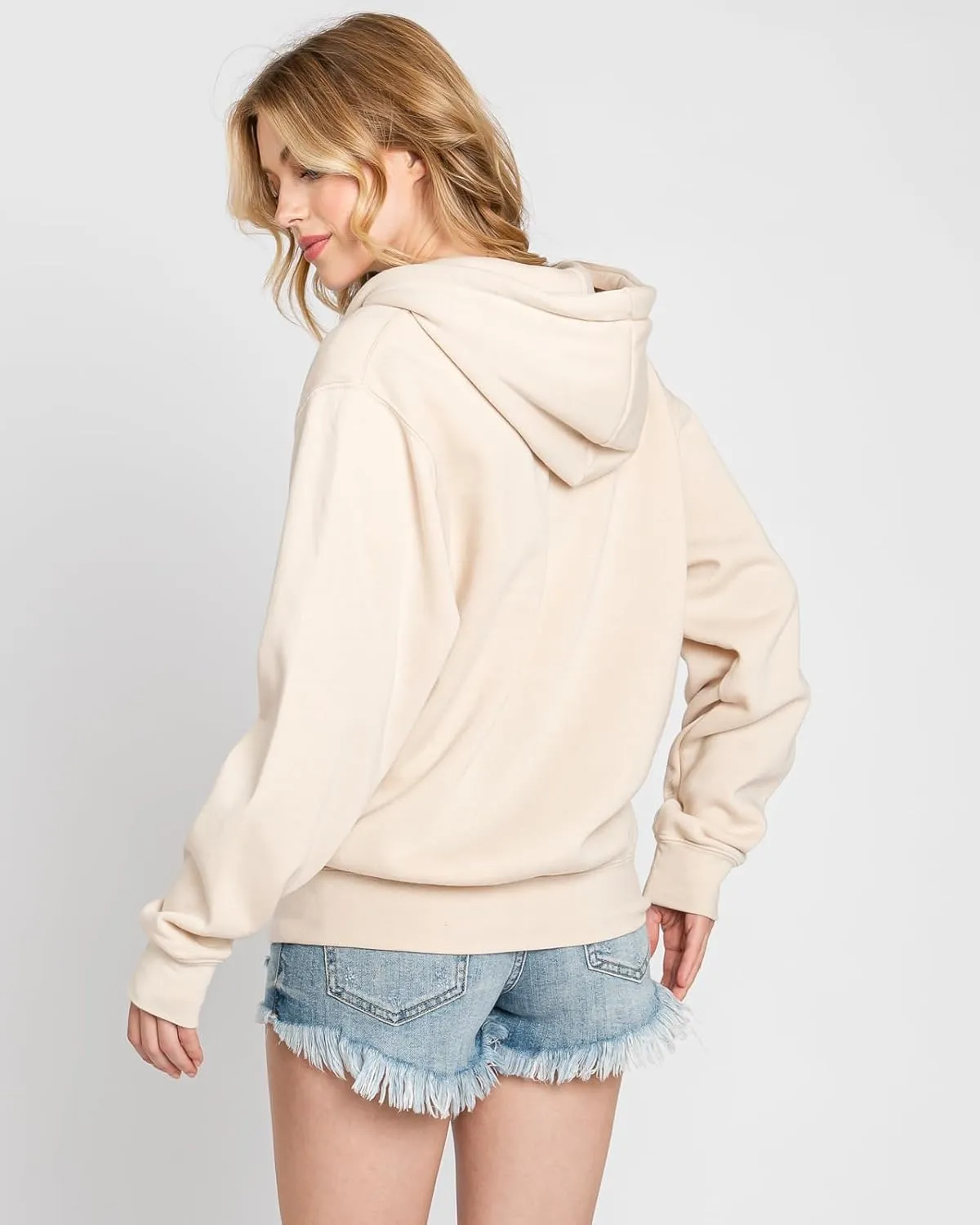 Urban Look Womens California and Los Angeles Drawstring Fleece Zip Up Hoodies