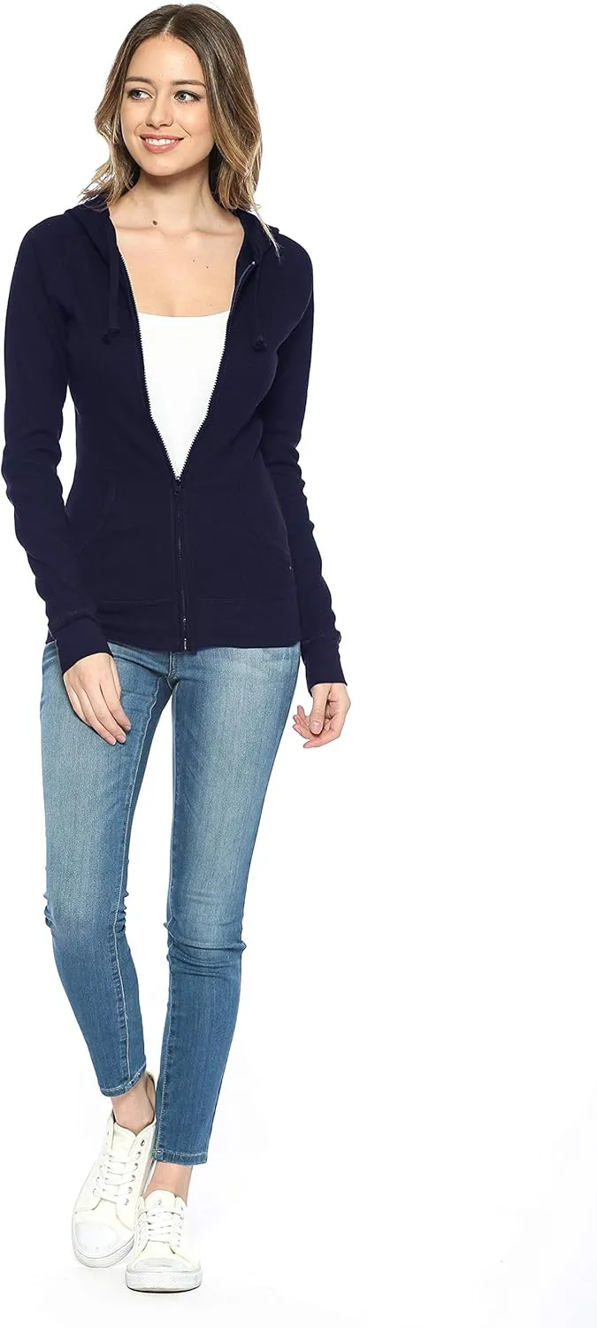 Urban Look Women's Casual Light Weight Thermal Zip Up Hoodies