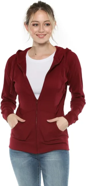 Urban Look Women's Casual Light Weight Thermal Zip Up Hoodies