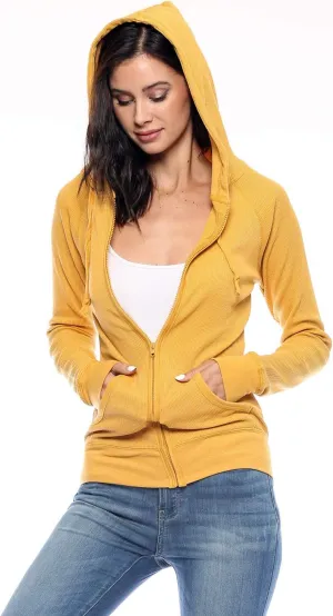 Urban Look Women's Casual Light Weight Thermal Zip Up Hoodies