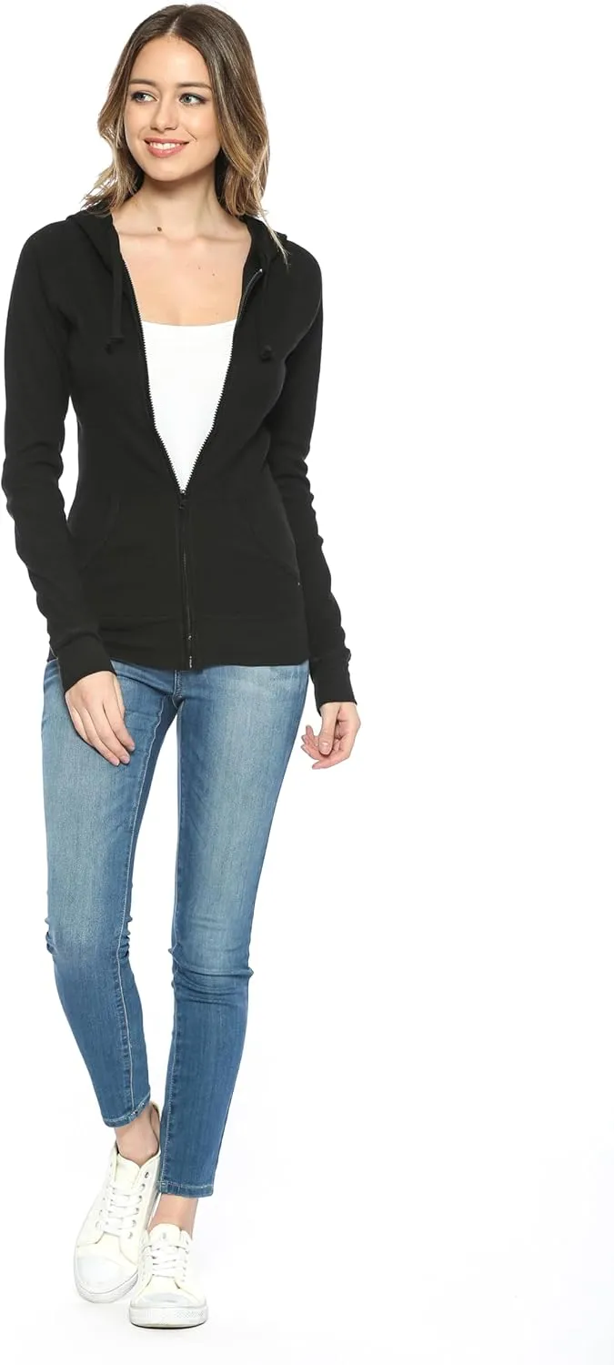 Urban Look Women's Casual Light Weight Thermal Zip Up Hoodies