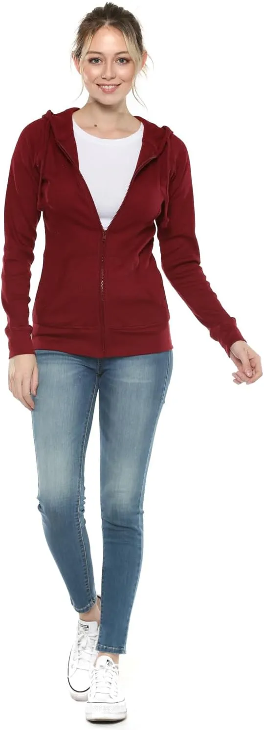 Urban Look Women's Casual Light Weight Thermal Zip Up Hoodies