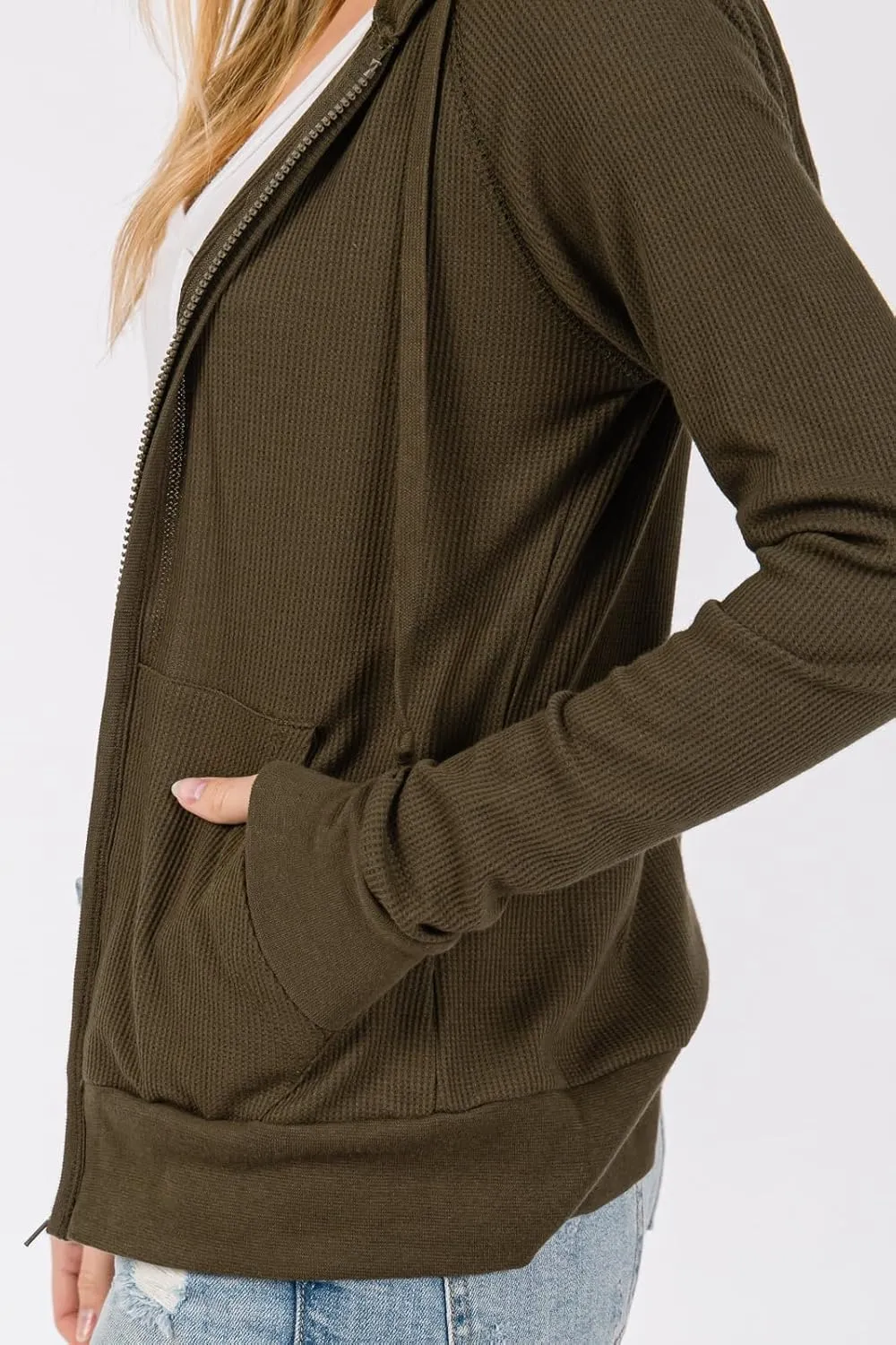 Urban Look Women's Casual Light Weight Thermal Zip Up Hoodies