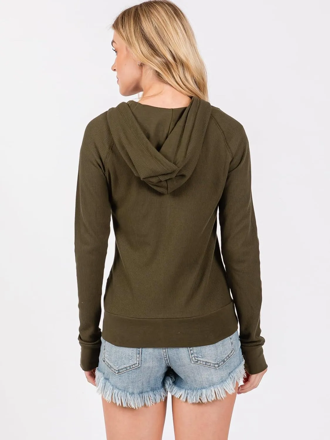 Urban Look Women's Casual Light Weight Thermal Zip Up Hoodies