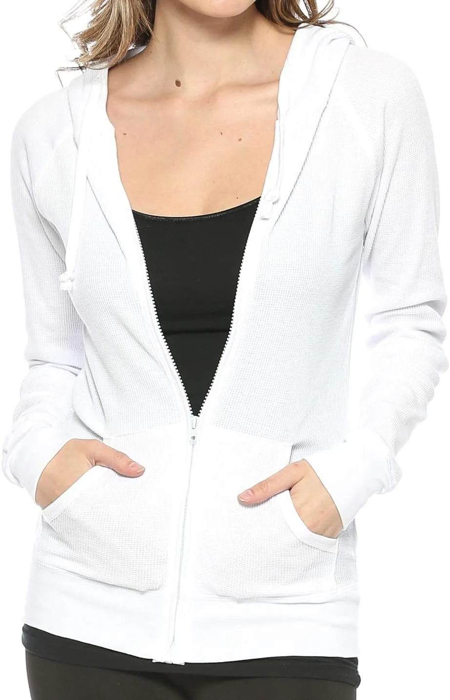Urban Look Women's Casual Light Weight Thermal Zip Up Hoodies