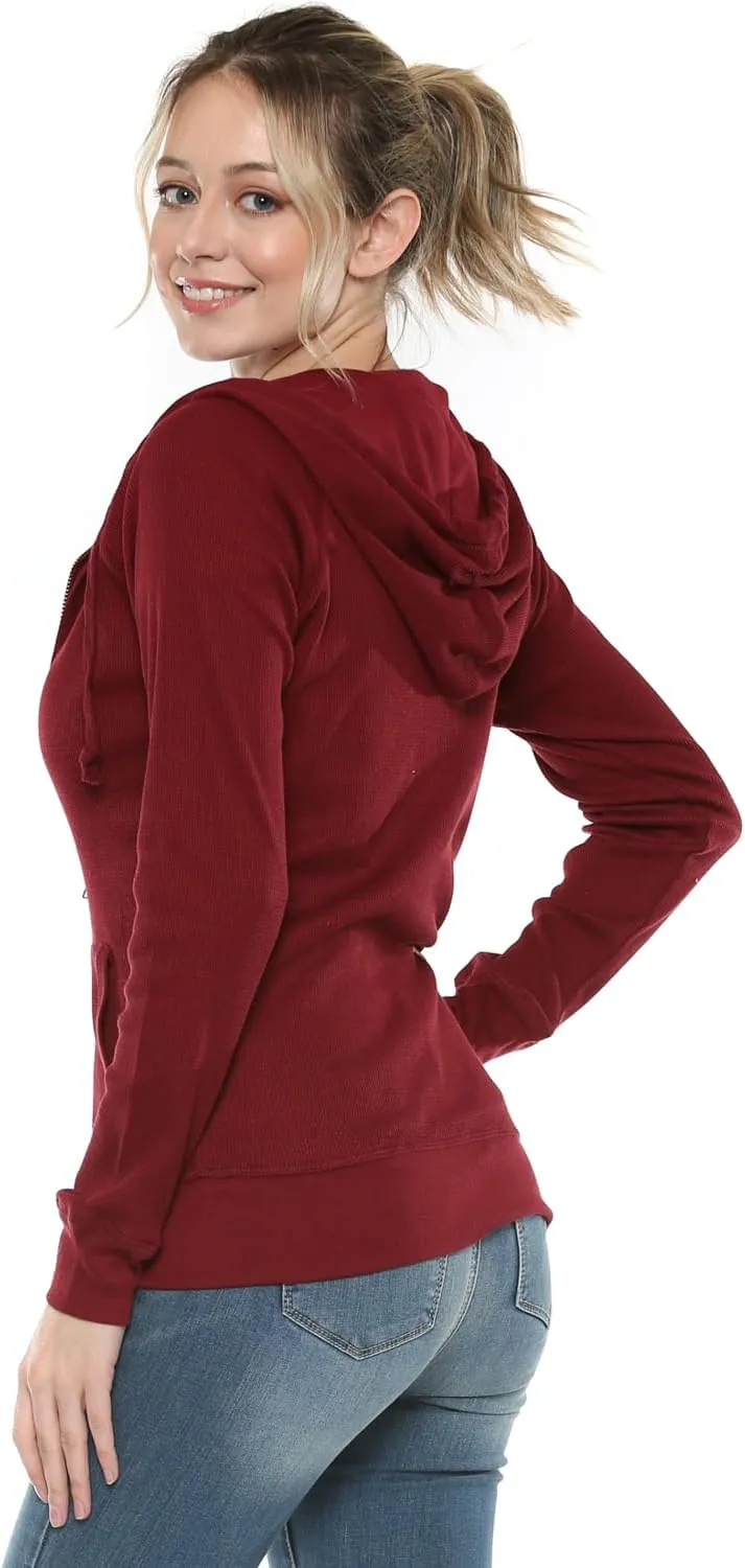 Urban Look Women's Casual Light Weight Thermal Zip Up Hoodies