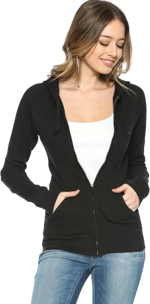Urban Look Women's Casual Light Weight Thermal Zip Up Hoodies
