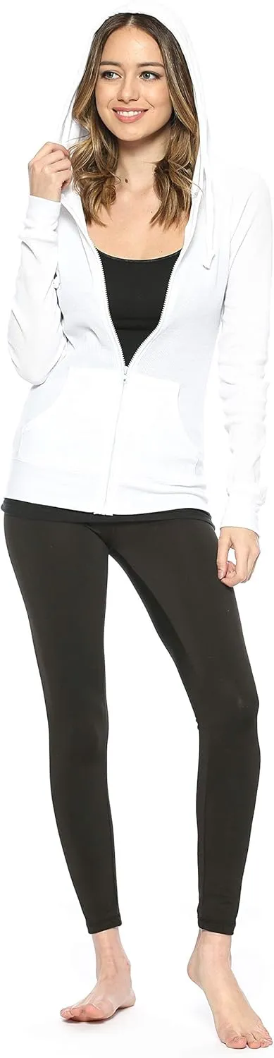 Urban Look Women's Casual Light Weight Thermal Zip Up Hoodies