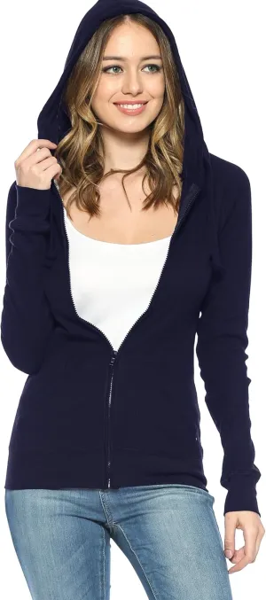 Urban Look Women's Casual Light Weight Thermal Zip Up Hoodies
