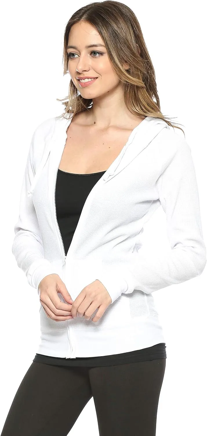 Urban Look Women's Casual Light Weight Thermal Zip Up Hoodies