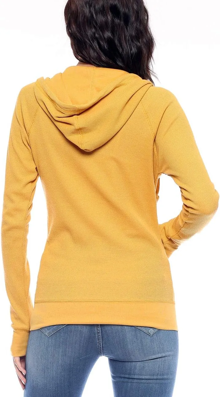 Urban Look Women's Casual Light Weight Thermal Zip Up Hoodies