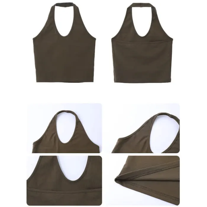 V-neck Cardigan Halter Cami Top High Waist Skirt