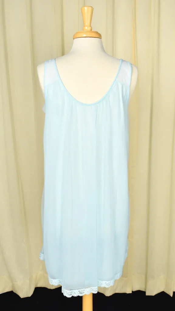Val Mode Vintage 1960s Baby Blue Lace Nightgown