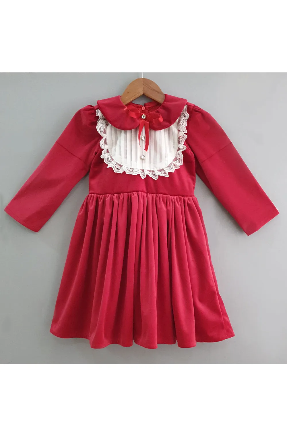 Velvet knee length party frock dress
