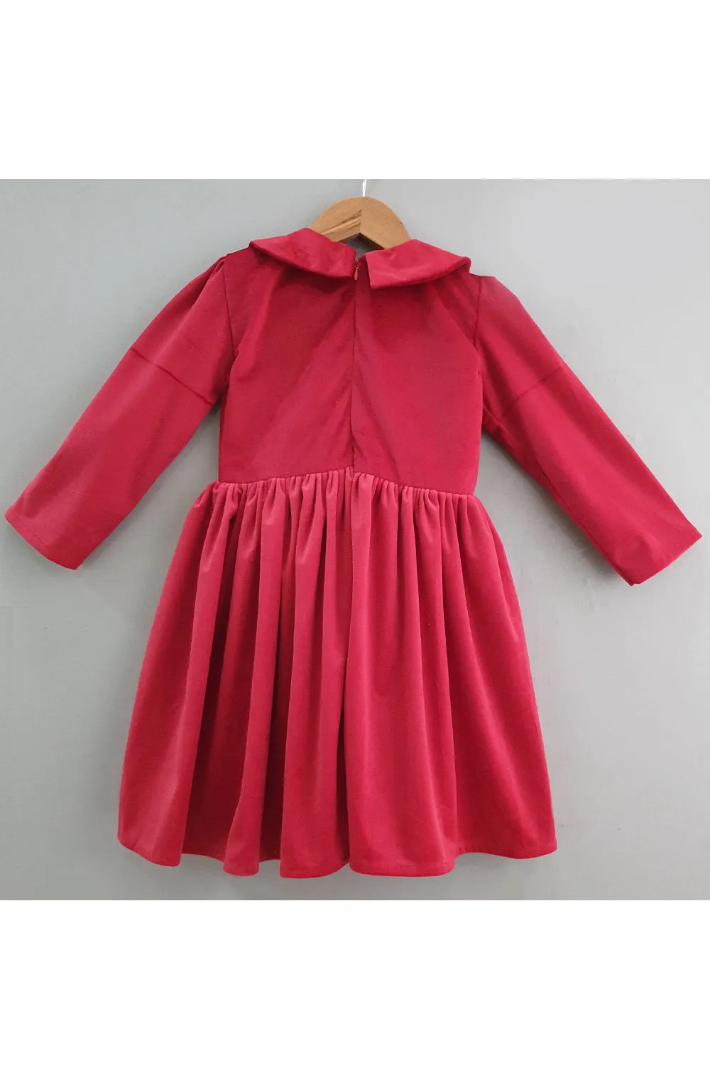 Velvet knee length party frock dress