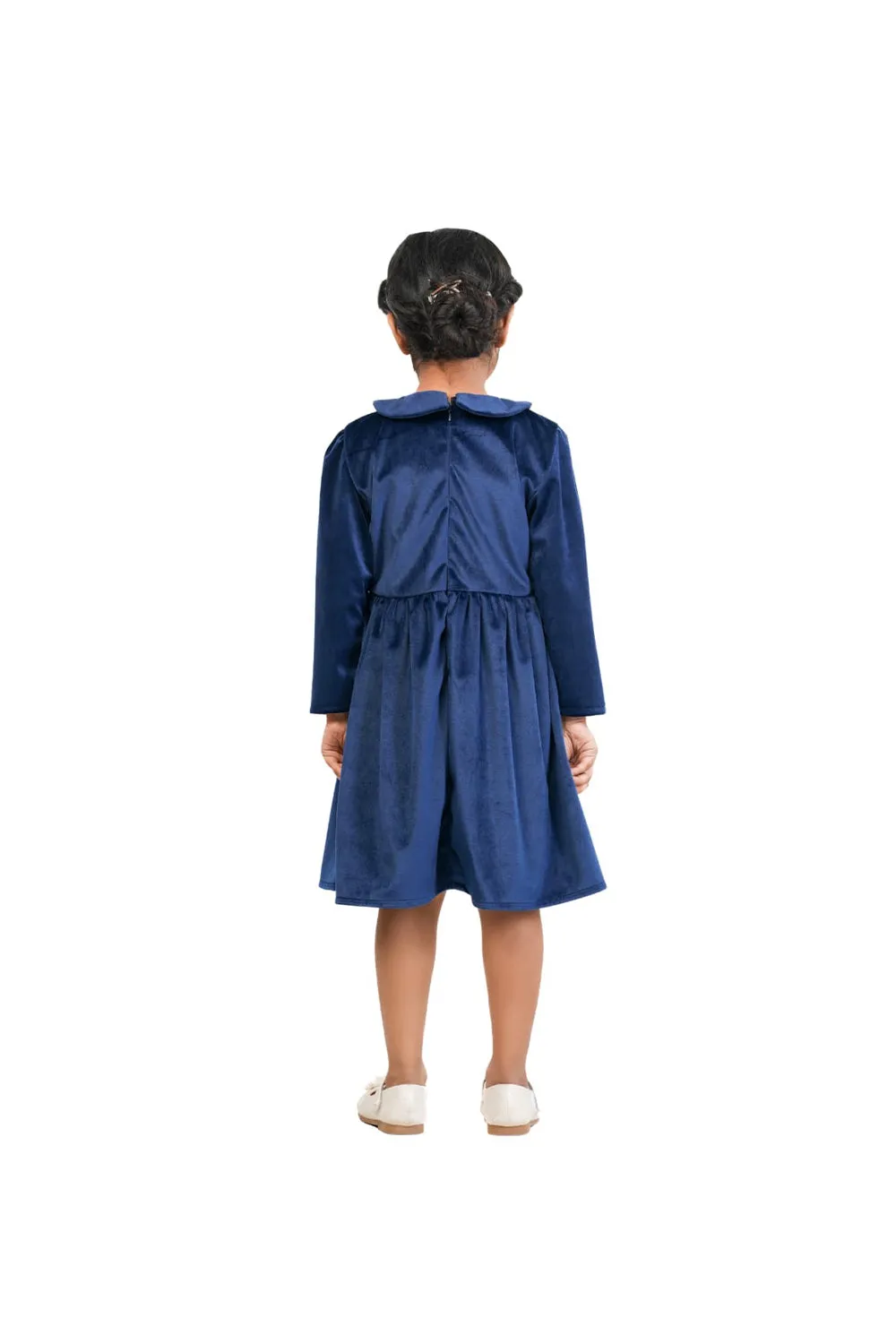Velvet knee length party frock dress