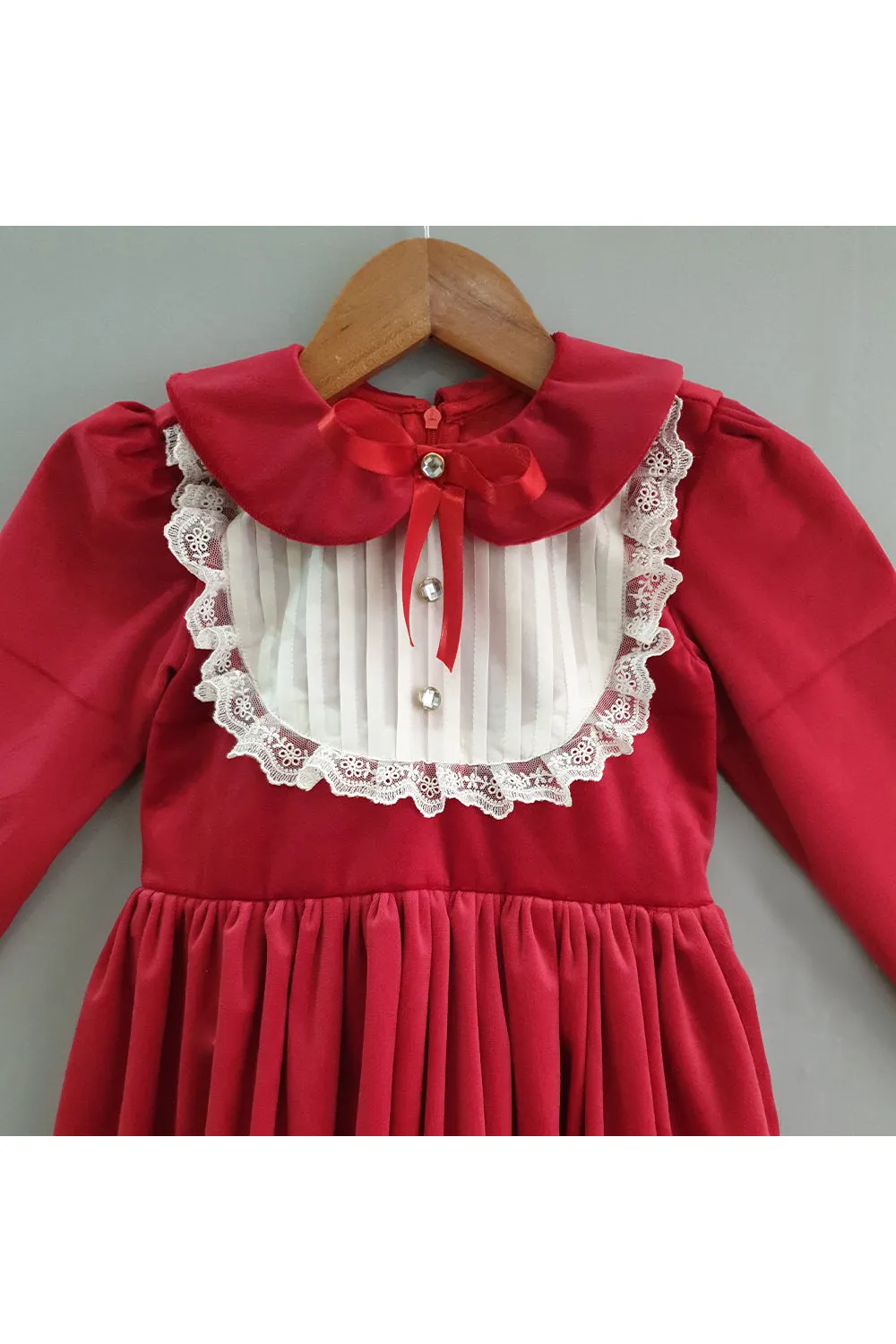 Velvet knee length party frock dress